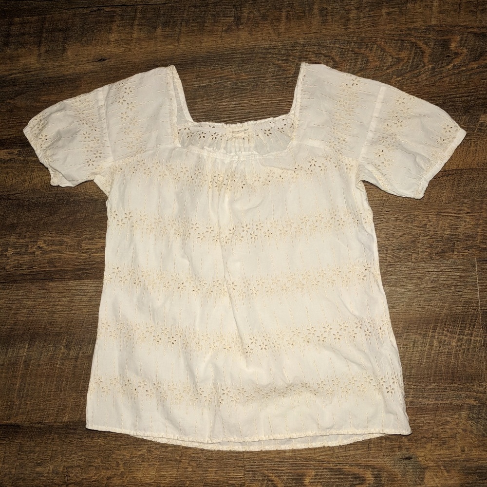 J Crew White/Cream Voile Eyelet Blouse